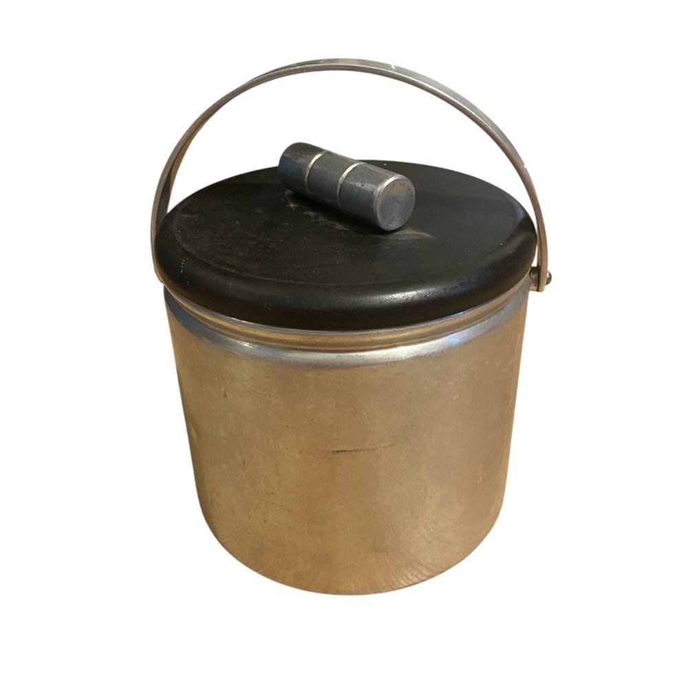Vintage Aluminum Ice Bucket Metal Silver Bar Accessory